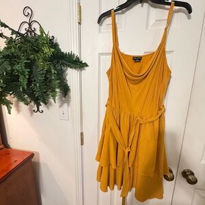 City Chic Golden Asymmetrical Dress